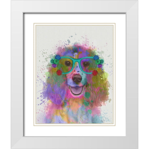 Springer Spaniel Rainbow Splash White Modern Wood Framed Art Print with Double Matting by Fab Funky