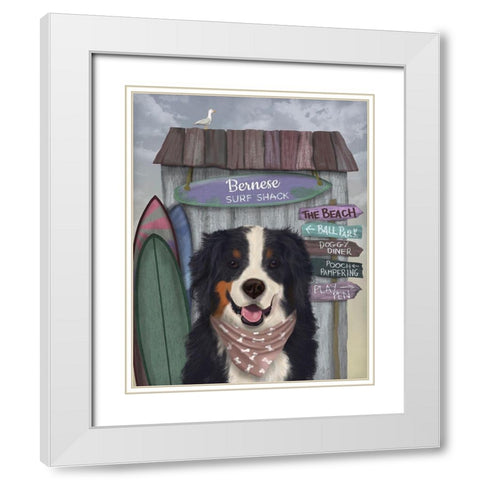 Bernese Surf Shack White Modern Wood Framed Art Print with Double Matting by Fab Funky