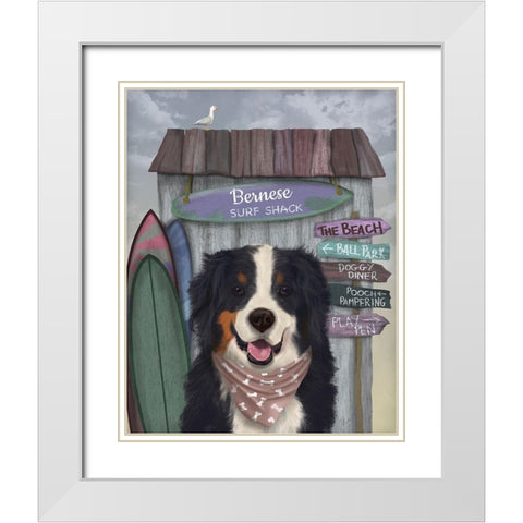 Bernese Surf Shack White Modern Wood Framed Art Print with Double Matting by Fab Funky