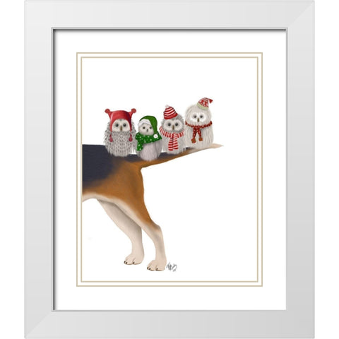 Christmas Bummer Owls White Modern Wood Framed Art Print with Double Matting by Fab Funky