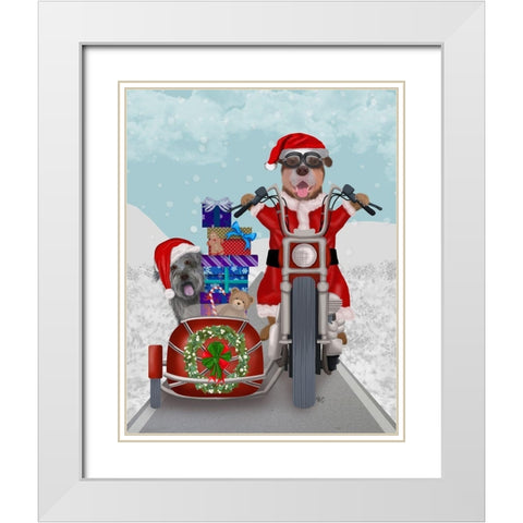 Christmas Mutts Christmas Chopper White Modern Wood Framed Art Print with Double Matting by Fab Funky