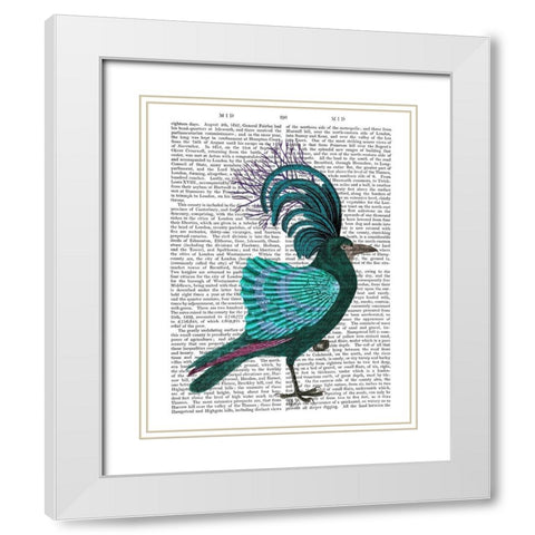 Blue Shell Bird White Modern Wood Framed Art Print with Double Matting by Fab Funky