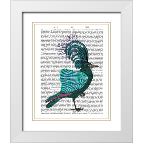 Blue Shell Bird White Modern Wood Framed Art Print with Double Matting by Fab Funky