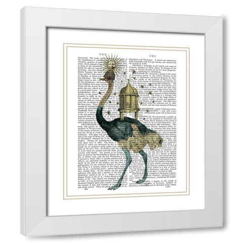 Ostrich Beekeeper White Modern Wood Framed Art Print with Double Matting by Fab Funky