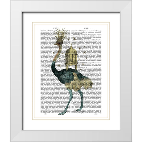 Ostrich Beekeeper White Modern Wood Framed Art Print with Double Matting by Fab Funky