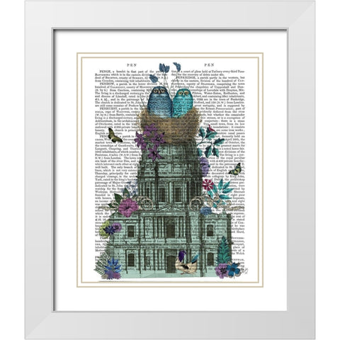 Owl Basilica White Modern Wood Framed Art Print with Double Matting by Fab Funky