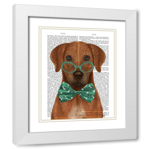 Rhodesian Ridgeback with Glasses and Bow Tie White Modern Wood Framed Art Print with Double Matting by Fab Funky