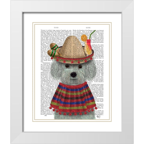 Bichon Frise in Mexican Costume White Modern Wood Framed Art Print with Double Matting by Fab Funky