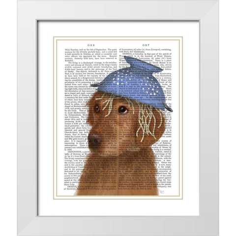 Golden Retriever and Spaghetti White Modern Wood Framed Art Print with Double Matting by Fab Funky