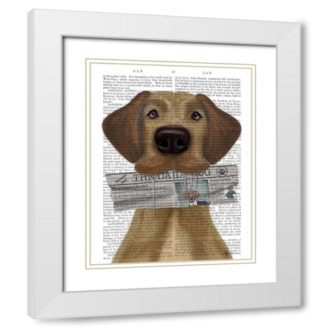 Great Dane Newspaper White Modern Wood Framed Art Print with Double Matting by Fab Funky
