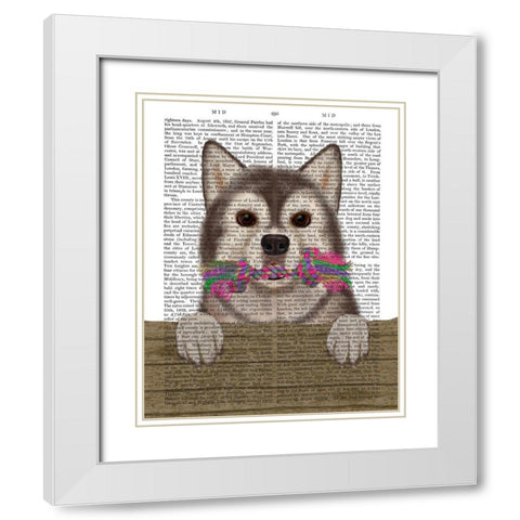Husky and Rope Bone White Modern Wood Framed Art Print with Double Matting by Fab Funky