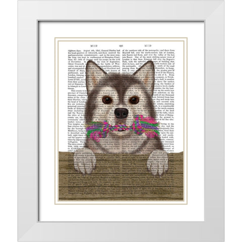 Husky and Rope Bone White Modern Wood Framed Art Print with Double Matting by Fab Funky