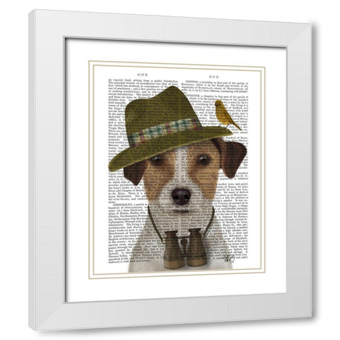 Jack Russell Bird Watcher White Modern Wood Framed Art Print with Double Matting by Fab Funky