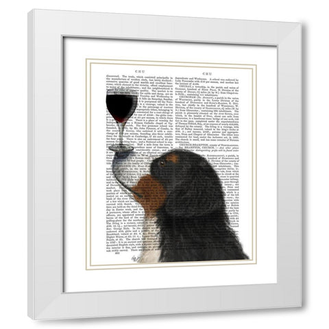 Dog Au Vin, Bernese White Modern Wood Framed Art Print with Double Matting by Fab Funky