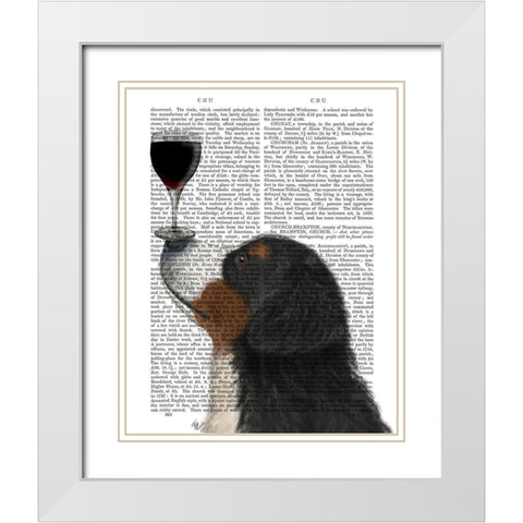 Dog Au Vin, Bernese White Modern Wood Framed Art Print with Double Matting by Fab Funky