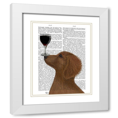 Dog Au Vin, Dachshund Gold White Modern Wood Framed Art Print with Double Matting by Fab Funky