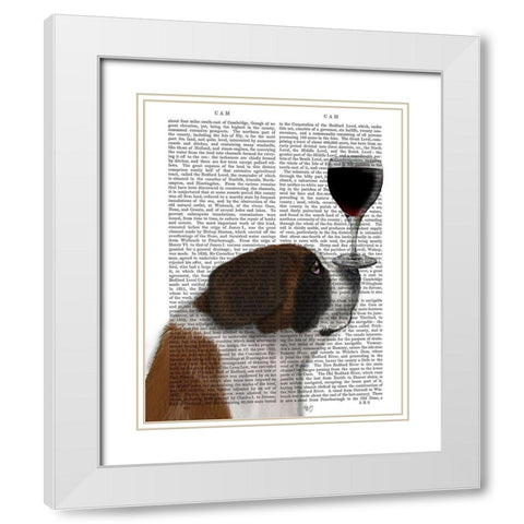 Dog Au Vin, St Bernard White Modern Wood Framed Art Print with Double Matting by Fab Funky