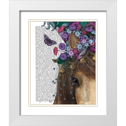 Horse Mad Hatter, Close Up White Modern Wood Framed Art Print with Double Matting by Fab Funky