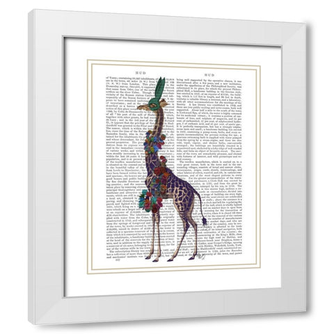 Giraffe Bunny Mask, Full White Modern Wood Framed Art Print with Double Matting by Fab Funky