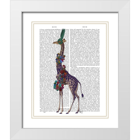 Giraffe Bunny Mask, Full White Modern Wood Framed Art Print with Double Matting by Fab Funky