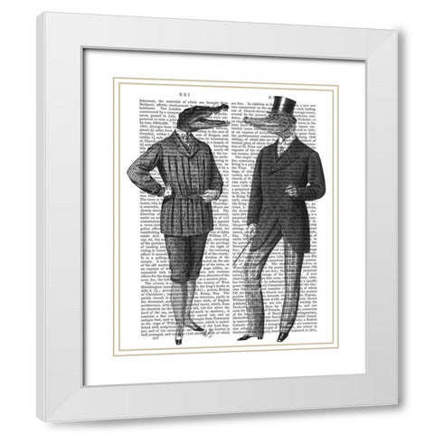 Crocodile Chat White Modern Wood Framed Art Print with Double Matting by Fab Funky
