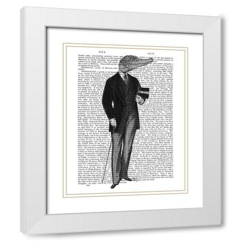 Crocodile Gent White Modern Wood Framed Art Print with Double Matting by Fab Funky