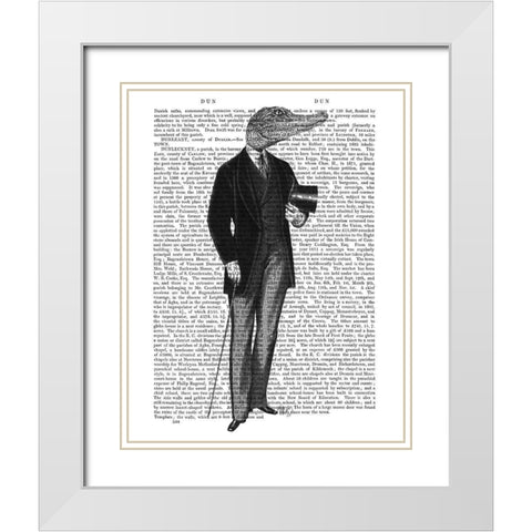 Crocodile Gent White Modern Wood Framed Art Print with Double Matting by Fab Funky