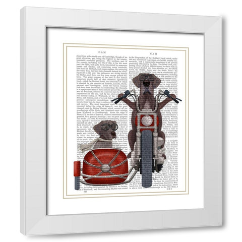 Great Dane Chopper and Sidecar White Modern Wood Framed Art Print with Double Matting by Fab Funky