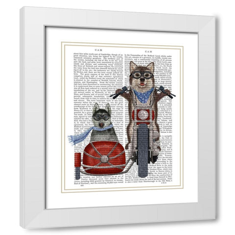 Husky Chopper and Sidecar White Modern Wood Framed Art Print with Double Matting by Fab Funky