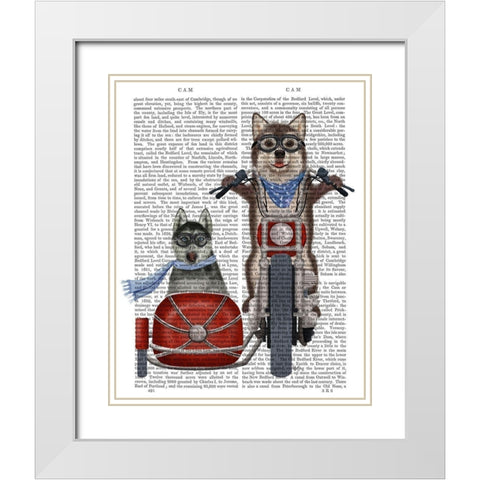 Husky Chopper and Sidecar White Modern Wood Framed Art Print with Double Matting by Fab Funky