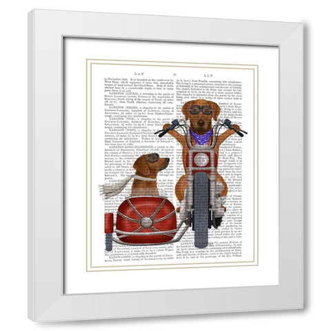 Rhodesian Ridgeback Chopper and Sidecar White Modern Wood Framed Art Print with Double Matting by Fab Funky