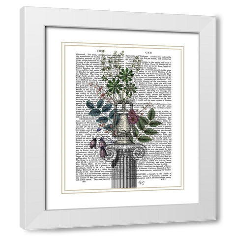 Lamp On Plinth White Modern Wood Framed Art Print with Double Matting by Fab Funky