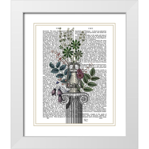 Lamp On Plinth White Modern Wood Framed Art Print with Double Matting by Fab Funky