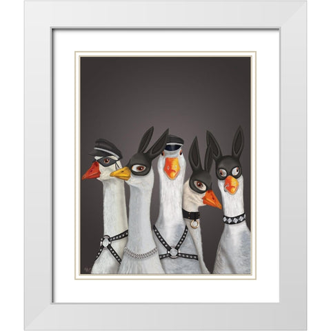 Geese Guys White Modern Wood Framed Art Print with Double Matting by Fab Funky