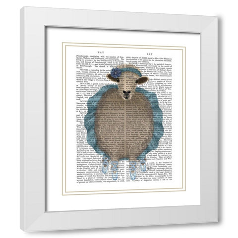 Ballet Sheep 3 Book Print White Modern Wood Framed Art Print with Double Matting by Fab Funky
