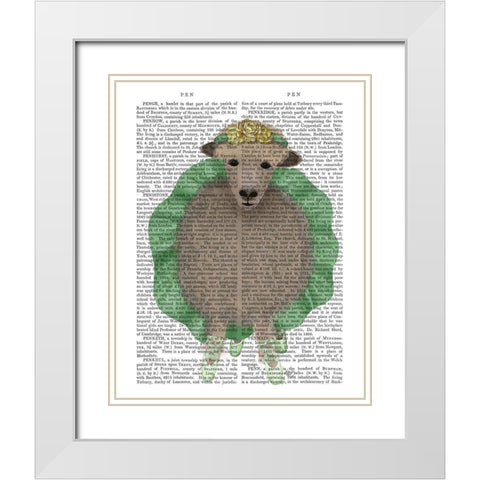 Ballet Sheep 4 Book Print White Modern Wood Framed Art Print with Double Matting by Fab Funky