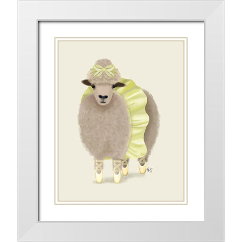 Ballet Sheep 2 White Modern Wood Framed Art Print with Double Matting by Fab Funky
