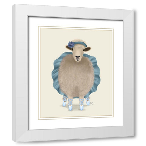 Ballet Sheep 3 White Modern Wood Framed Art Print with Double Matting by Fab Funky