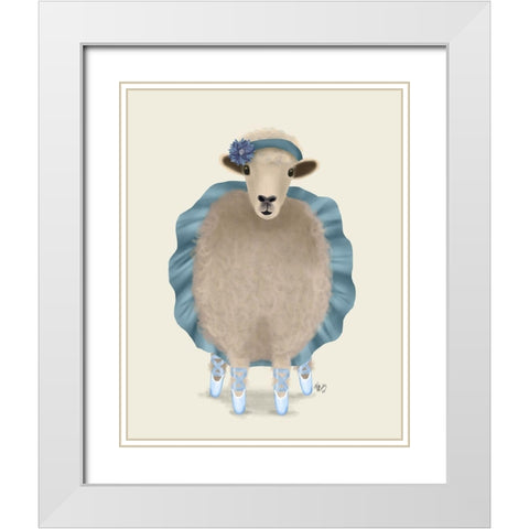 Ballet Sheep 3 White Modern Wood Framed Art Print with Double Matting by Fab Funky
