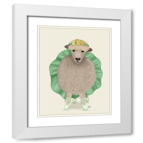 Ballet Sheep 4 White Modern Wood Framed Art Print with Double Matting by Fab Funky