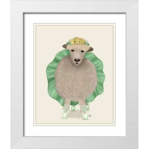 Ballet Sheep 4 White Modern Wood Framed Art Print with Double Matting by Fab Funky