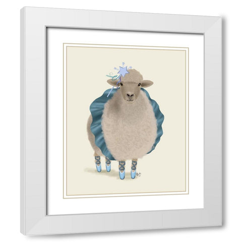 Ballet Sheep 5 White Modern Wood Framed Art Print with Double Matting by Fab Funky