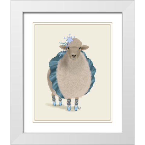 Ballet Sheep 5 White Modern Wood Framed Art Print with Double Matting by Fab Funky