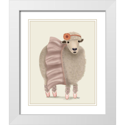 Ballet Sheep 6 White Modern Wood Framed Art Print with Double Matting by Fab Funky