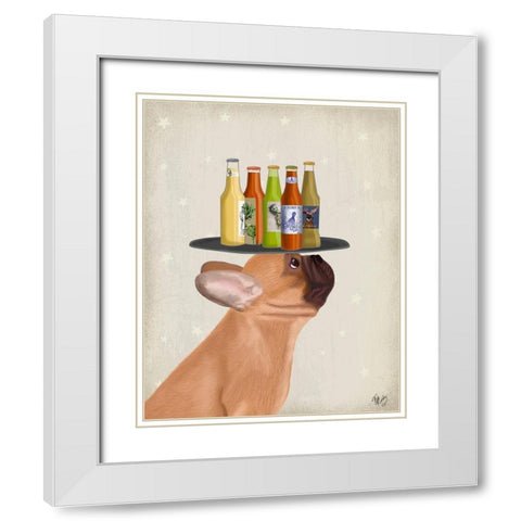 French Bulldog Beer Lover White Modern Wood Framed Art Print with Double Matting by Fab Funky