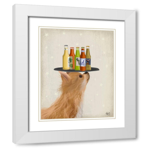 Chihuahua Beer Lover White Modern Wood Framed Art Print with Double Matting by Fab Funky