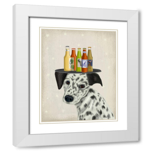 Dalmatian Beer Lover White Modern Wood Framed Art Print with Double Matting by Fab Funky