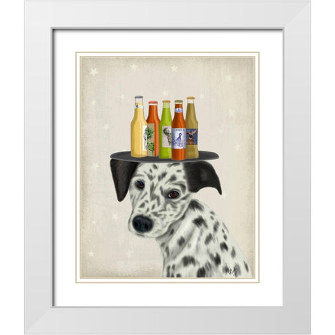 Dalmatian Beer Lover White Modern Wood Framed Art Print with Double Matting by Fab Funky
