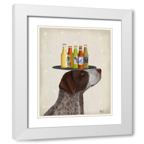 German Shorthaired Pointer Ice Cream Beer Lover White Modern Wood Framed Art Print with Double Matting by Fab Funky