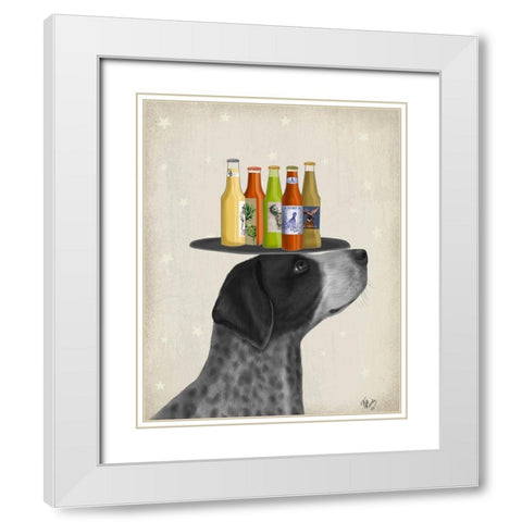 German Shorthaired Pointer Ice Cream, Black Beer Lover White Modern Wood Framed Art Print with Double Matting by Fab Funky